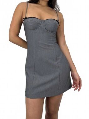 Corset Mini Dress NIA Cup Detail Structured Dark Grey Size M NWT